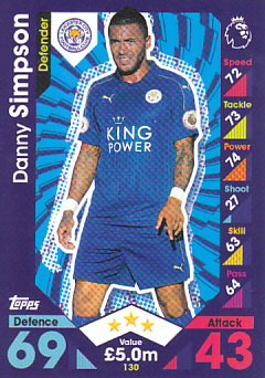Danny Simpson Leicester City 2016/17 Topps Match Attax #130